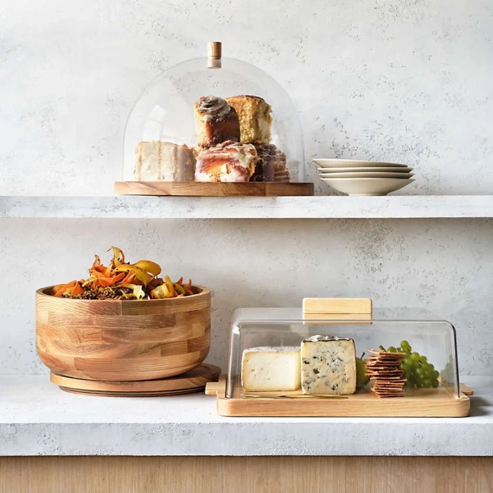 New! Crate&Barrel Rectangle Serving Board w/ Premium Highest Quality Acrylic Lid